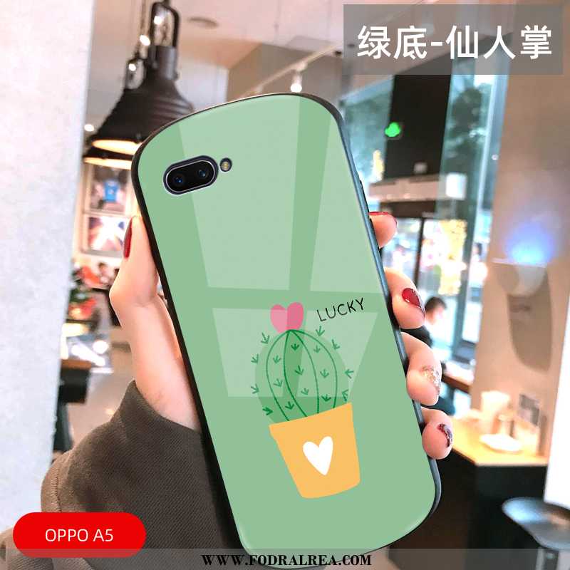 Fodral Oppo A5 Mode Liten Personlighet, Skal Oppo A5 Nubuck Fallskydd Grön