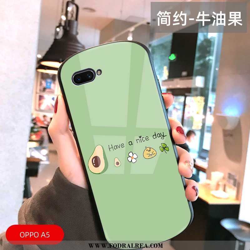 Fodral Oppo A5 Mode Liten Personlighet, Skal Oppo A5 Nubuck Fallskydd Grön