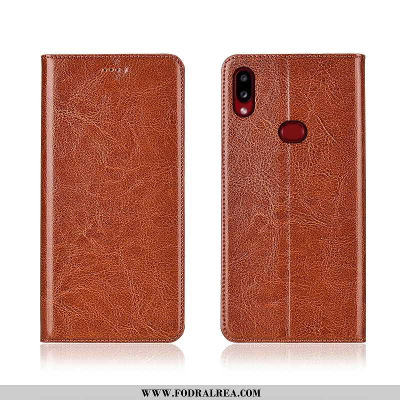 Fodral Samsung Galaxy A10s Mjuk Äkta Läder Mobil Telefon, Skal Samsung Galaxy A10s Silikon Ny Bruna