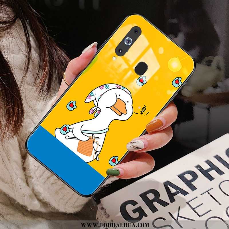 Fodral Samsung Galaxy A8s Glas Skal Ny, Samsung Galaxy A8s Tecknat Net Red Röd