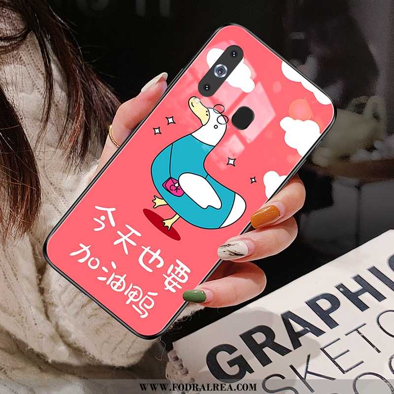 Fodral Samsung Galaxy A8s Glas Skal Ny, Samsung Galaxy A8s Tecknat Net Red Röd