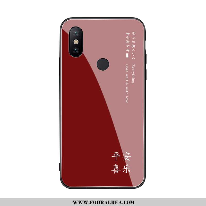 Fodral Xiaomi Mi Max 3 Glas Liten Skal, Skal Xiaomi Mi Max 3 Mjuk Enkel Vinröd