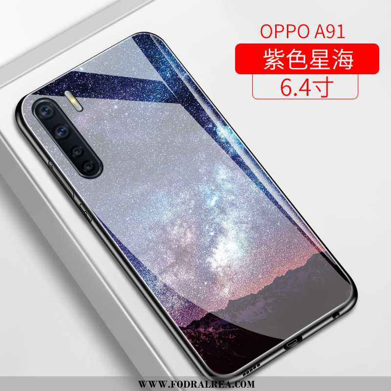 Skal Oppo A91 Glas Kreativa Spegel, Fodral Oppo A91 Personlighet Skydd Lila