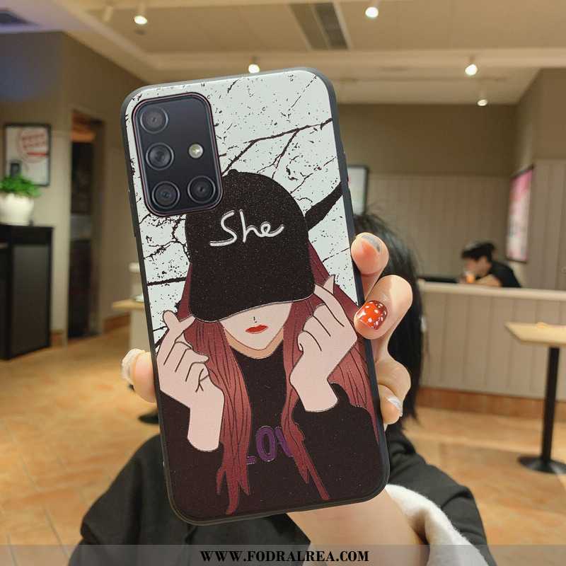 Skal Samsung Galaxy A71 Tecknat Nubuck Par, Fodral Samsung Galaxy A71 Trend Svarta