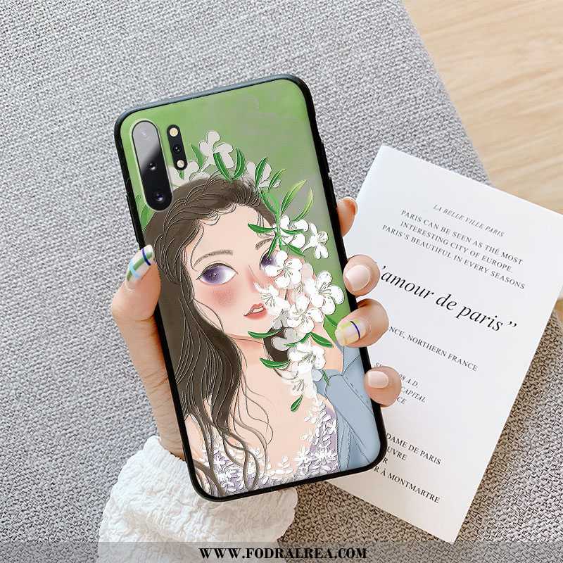 Skal Samsung Galaxy Note 10+ Silikon Grön Tredimensionell, Fodral Samsung Galaxy Note 10+ Nubuck
