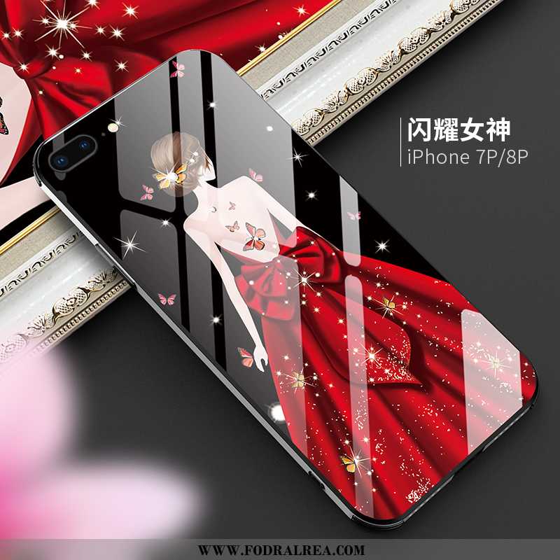 Skal iPhone 8 Plus Glas Fallskydd Net Red, Fodral iPhone 8 Plus Lyxiga All Inclusive Lila