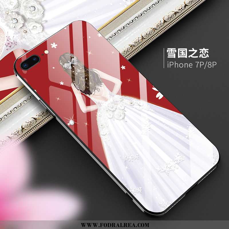 Skal iPhone 8 Plus Glas Fallskydd Net Red, Fodral iPhone 8 Plus Lyxiga All Inclusive Lila