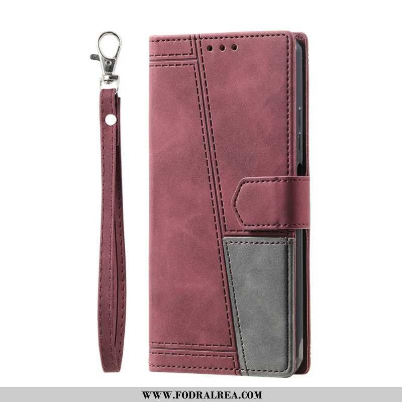 Läderfodral Samsung Galaxy S25 Ultra 5g Telefonfodral Tvåfärgad Rfid-plånbok I Mockastil Med Rem