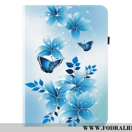 Case Samsung Galaxy Tab S10 Plus Telefonfodral Blått Fjärilsmönster