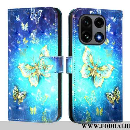 Fodral För Oneplus 15 Guldfärgade Fjärilar