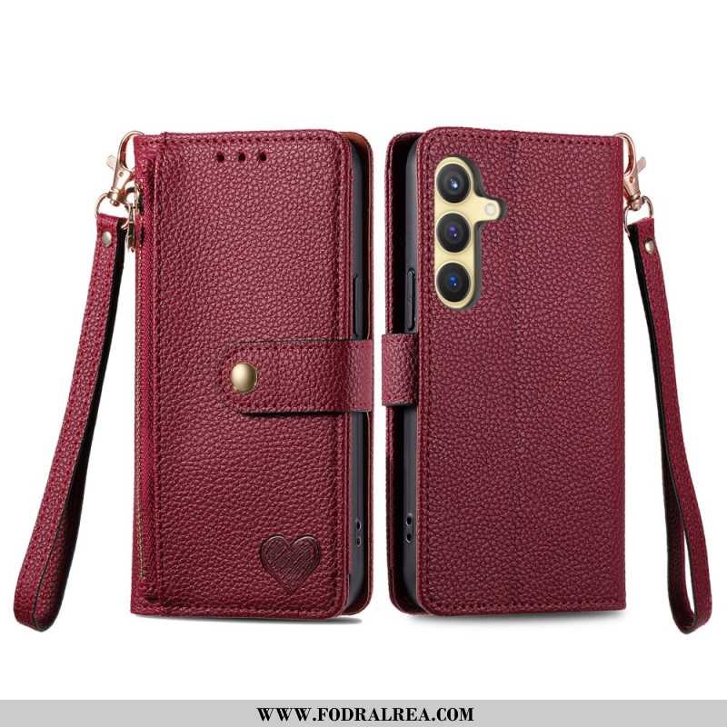 Fodral För Samsung Galaxy S25 Plus 5g Läderplånbok Med Rfid-skyddande Dragkedja