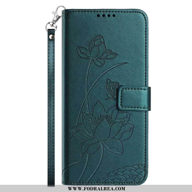 Fodral För Samsung Galaxy S26 Lotusmönster Med Rem