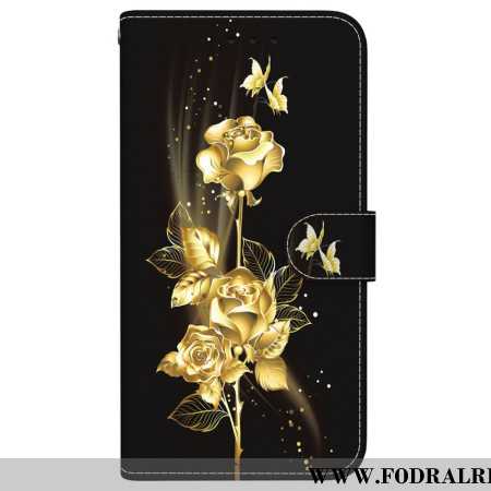 Fodral För Sony Xperia 10 Vii Guld- Och Rosa Fjärilar