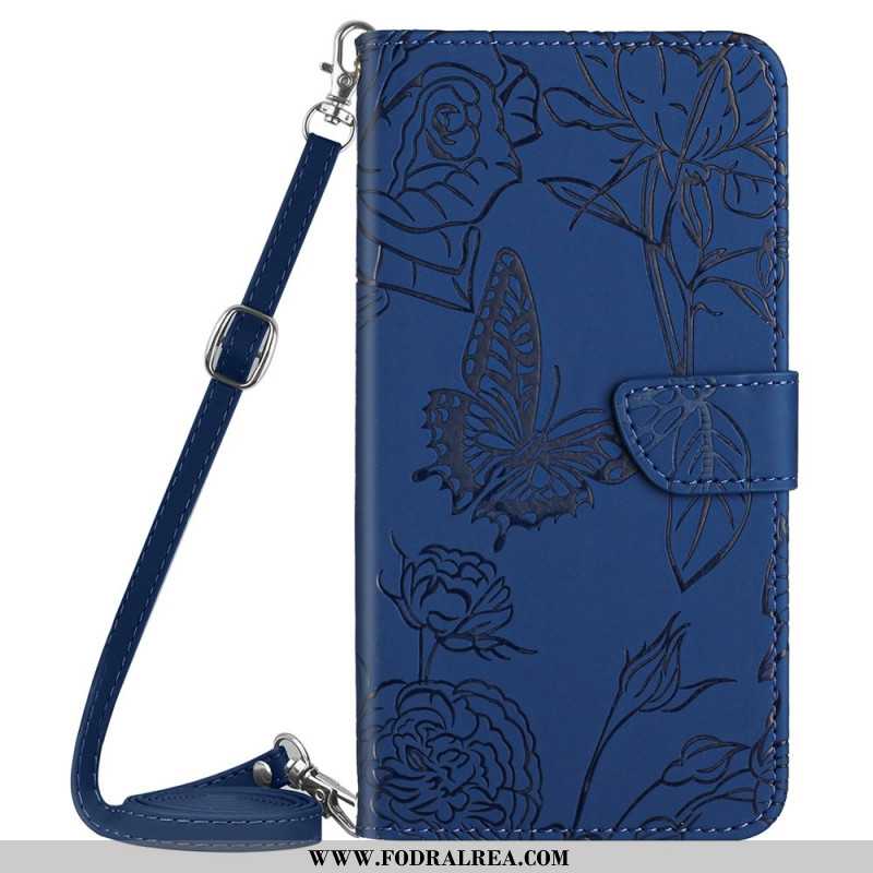 Fodral För Xiaomi Redmi Note 14 4g Axelrem Med Fjärilstryck