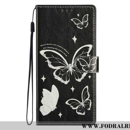 Fodral För Xiaomi Redmi Note 14 4g Svarta Och Vita Fjärilar