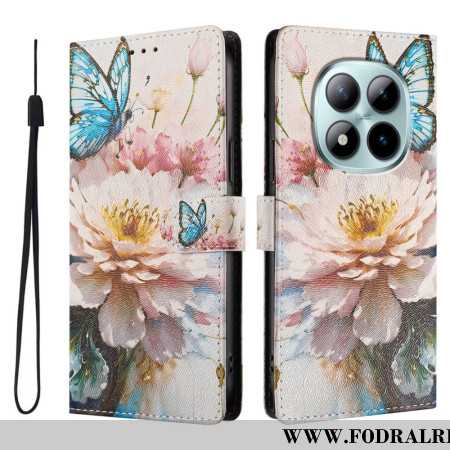 Fodral För Xiaomi Redmi Note 15 Pro Plus 5g Blå Blomma Och Fjäril