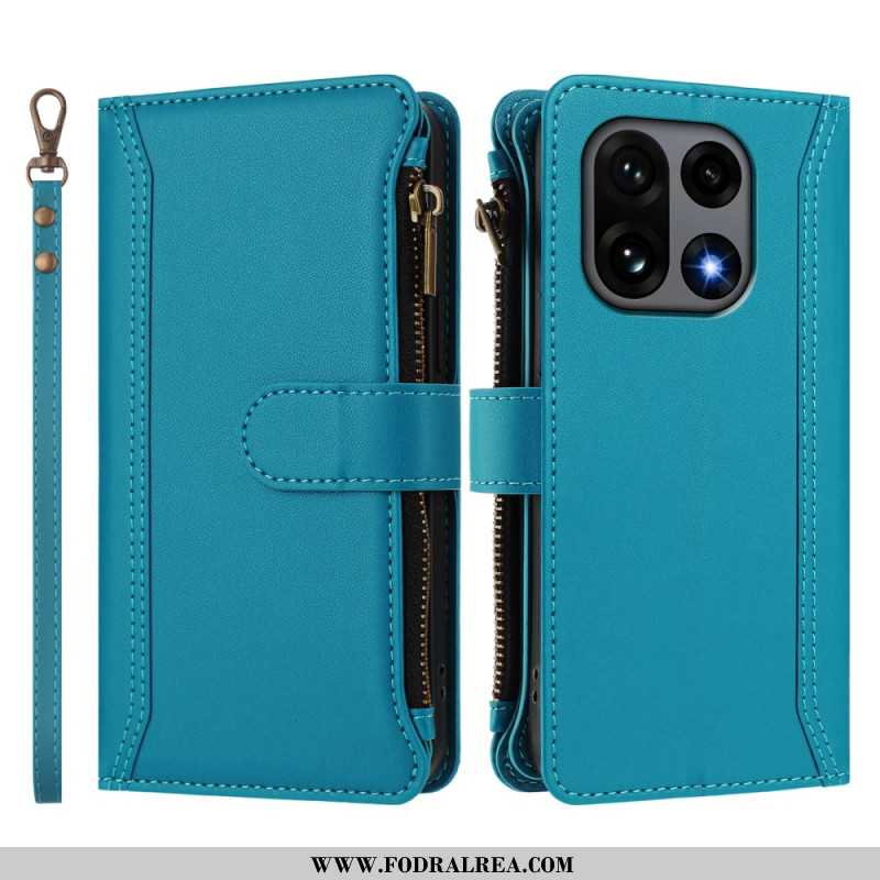 Fodral Oneplus 15 Plånbok Med 9 Kortfack Och Rem