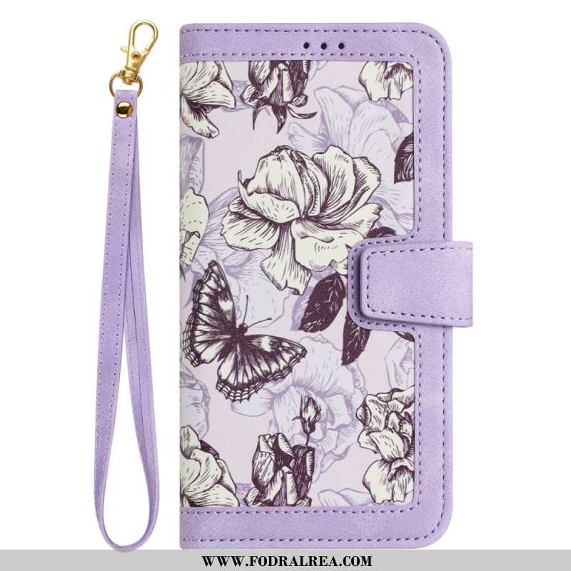 Fodral Oppo Reno 14f 5g Blommor Med Snöre