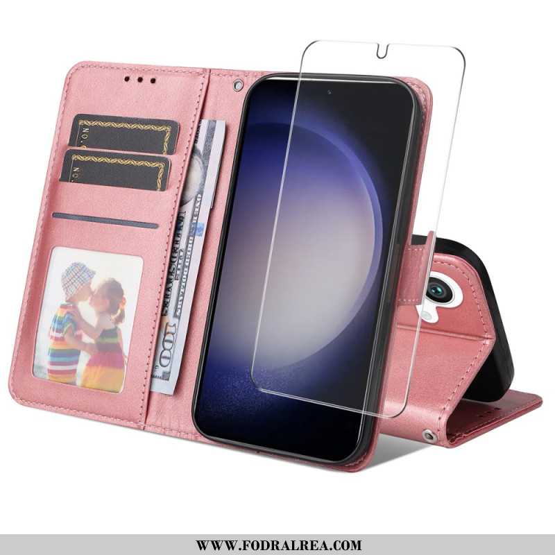 Fodral Samsung Galaxy S25 5g Enkay Konstläder Med Skärmskydd I Härdat Glas