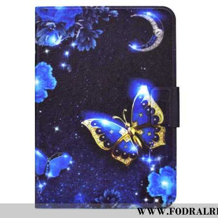 Fodral Samsung Galaxy Tab S11 Blå Och Guldfärgad Fjäril