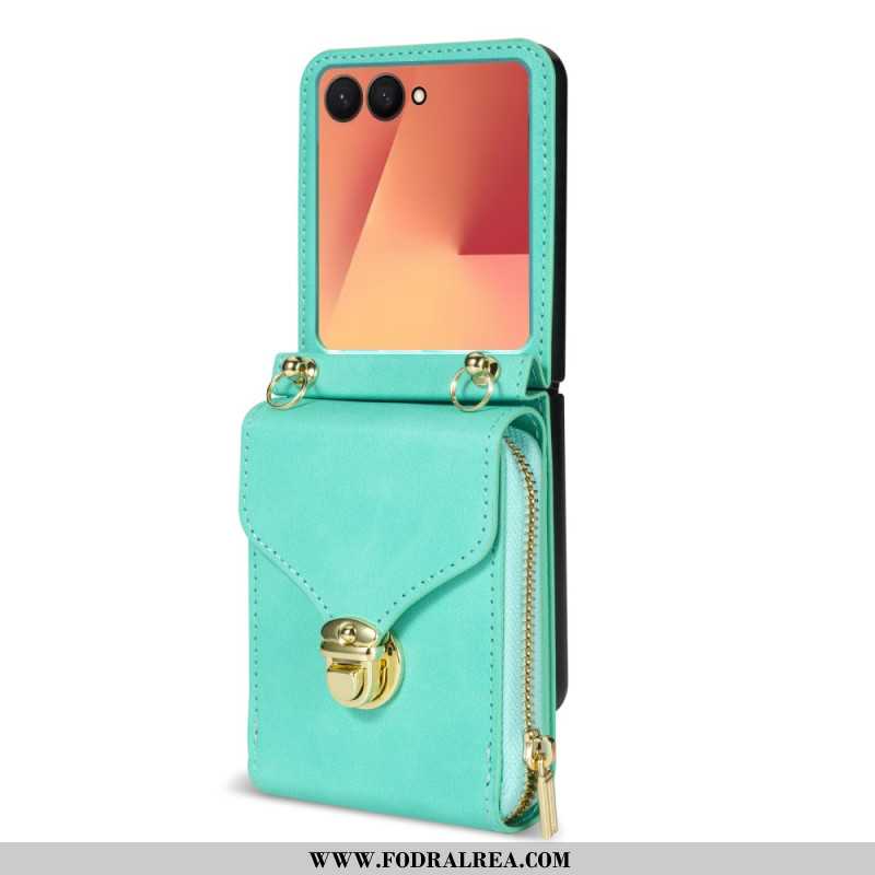 Fodral Samsung Galaxy Z Flip 7 Dragkedja-plånbok Och Axelrem