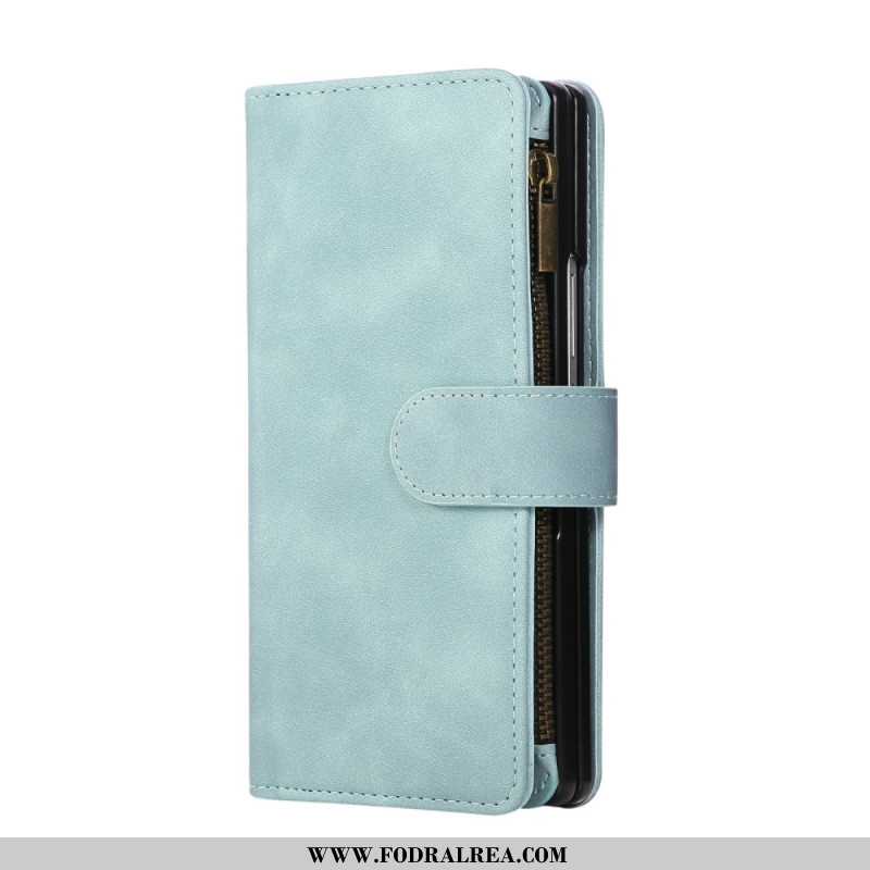 Fodral Samsung Galaxy Z Fold 7 Plånbok Med Mockaeffekt Och Axelrem