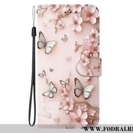 Fodral Xiaomi 15t Roséguldfjärilar Och Blommor