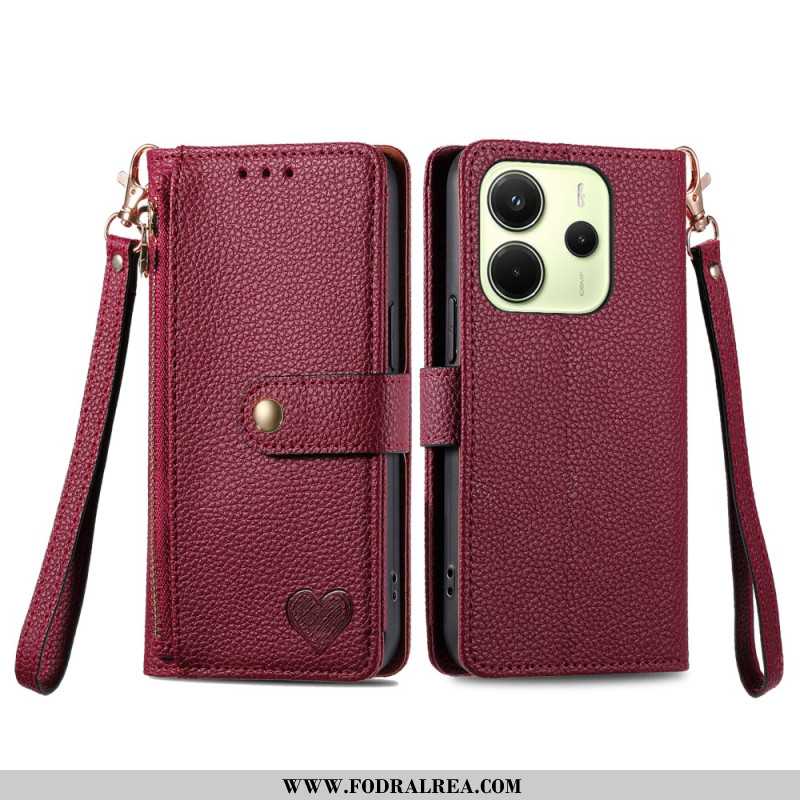 Fodral Xiaomi Redmi Note 14 4g Plånbok Med Hjärtdesign