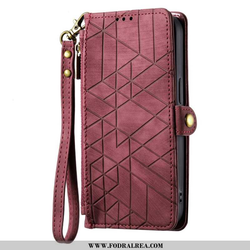 Fodral Xiaomi Redmi Note 14 Pro Plus 5g Plånbok Med Geometriska Linjer