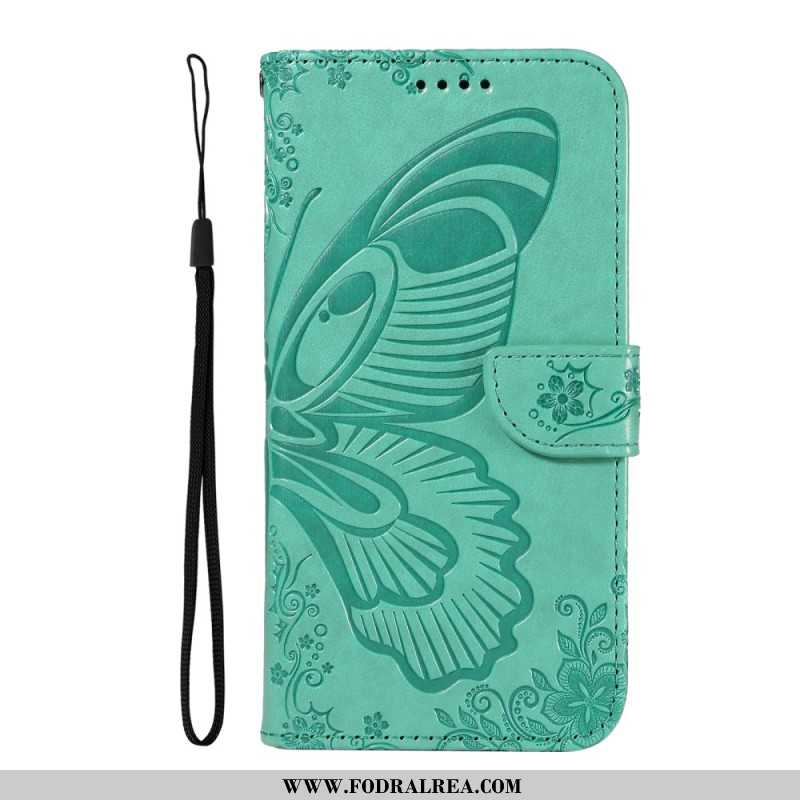 Läderfodral Oneplus 13r Telefonfodral Plånbok Med Fjärilsdesign