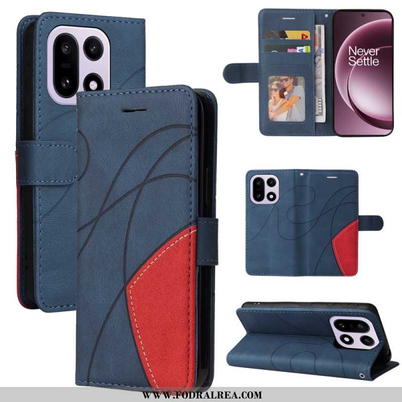 Läderfodral Oneplus 15 Telefonfodral Tvåfärgad Krusning