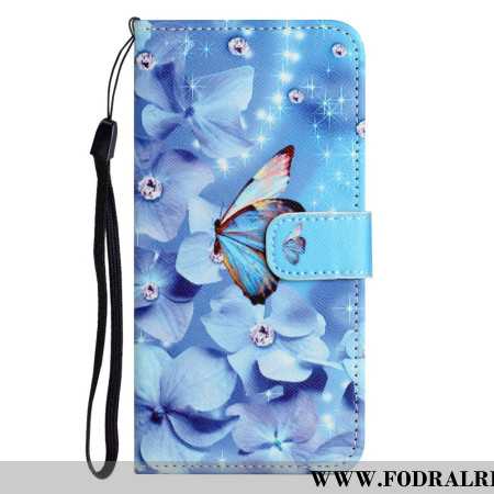 Läderfodral Samsung Galaxy A17 4g / 5g Telefonfodral Blom- Och Fjärilsmönster