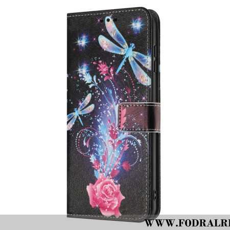 Läderfodral Samsung Galaxy A17 4g / 5g Telefonfodral Färgglada Trollsländor