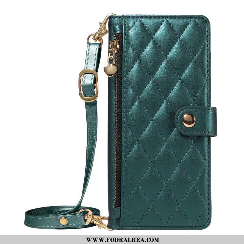 Läderfodral Samsung Galaxy A17 4g / 5g Telefonfodral Quiltad Med Rem Och Axelrem