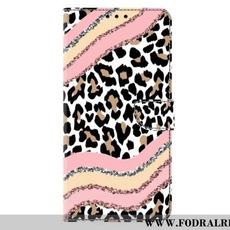 Läderfodral Samsung Galaxy A17 4g / 5g Telefonfodral Randigt Leopardmönster