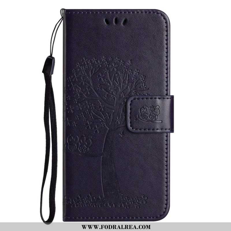 Läderfodral Samsung Galaxy A17 4g / 5g Telefonfodral Träd Och Ugglor