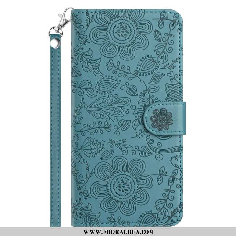 Läderfodral Samsung Galaxy S25 5g Telefonfodral Blommigt Tryck