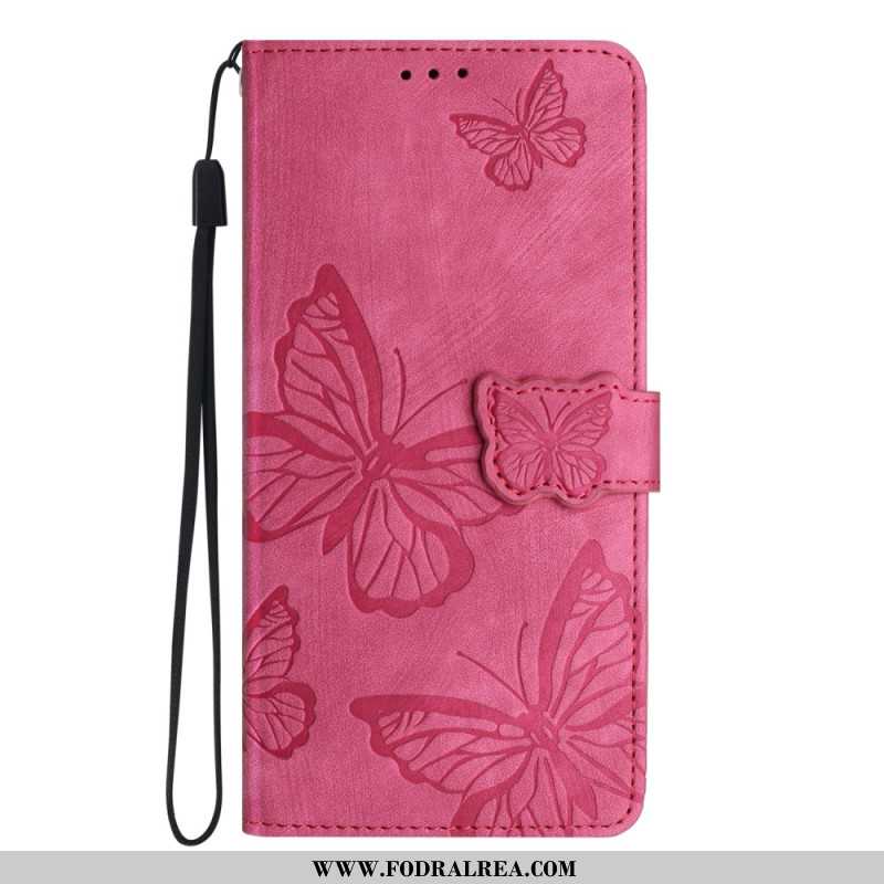 Läderfodral Samsung Galaxy S25 Fe Telefonfodral Fjärilsmockeffekt