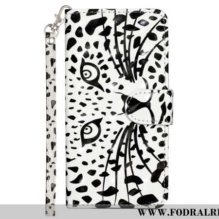 Läderfodral Samsung Galaxy S25 Fe Telefonfodral Leopardhuvud Med Snodd