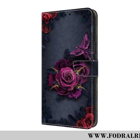 Läderfodral Samsung Galaxy S25 Fe Telefonfodral Mörka Rosor