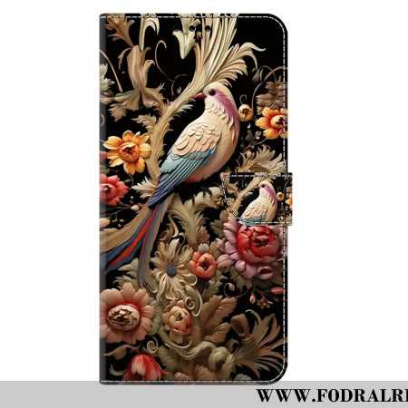 Läderfodral Samsung Galaxy S25 Plus 5g Telefonfodral Blommor Och Fåglar