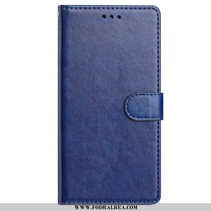 Läderfodral Samsung Galaxy S25 Plus 5g Telefonfodral Enfärgat Konstläder Med Rem