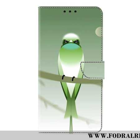 Läderfodral Samsung Galaxy S25 Plus 5g Telefonfodral Grön Fågel