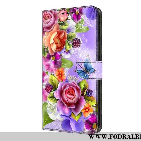 Läderfodral Samsung Galaxy S26 Plus Telefonfodral Bländande Blommor