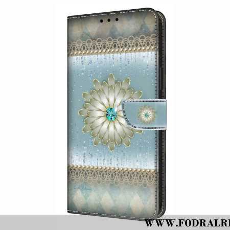 Läderfodral Samsung Galaxy S26 Plus Telefonfodral Blå Diamantblomma