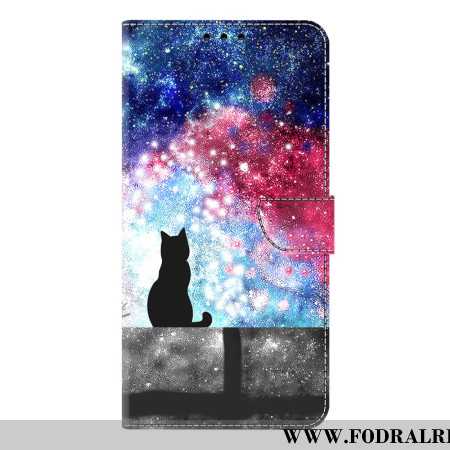 Läderfodral Samsung Galaxy S26 Plus Telefonfodral Katt I En Stjärnklar Himmel