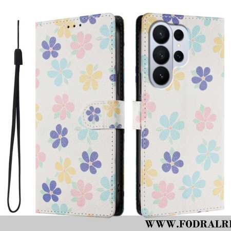 Läderfodral Samsung Galaxy S26 Ultra Telefonfodral Färgglada Blommor