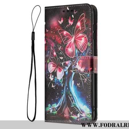 Läderfodral Sony Xperia 1 Vii Telefonfodral Fjärilsträd