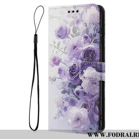 Läderfodral Sony Xperia 1 Vii Telefonfodral Lila Rosor