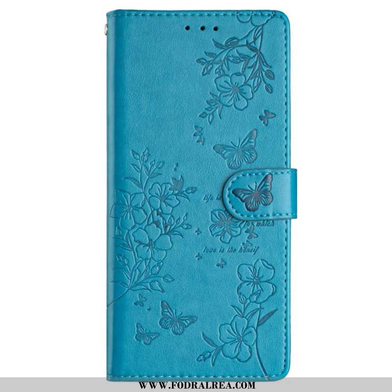 Läderfodral Xiaomi 15 Telefonfodral Fjärilar Och Blommor